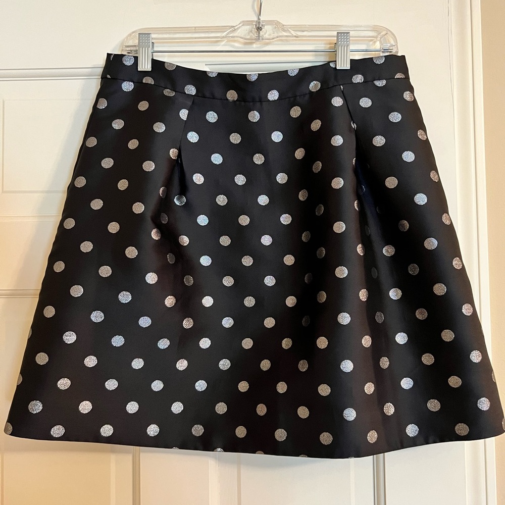 JCrew Black skirt with silver polkadots